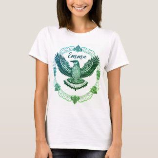 Vogel im Mandala Farbverlauf türkise-grün T-Shirt