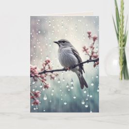 Vogel im Regen-Beileid Karte