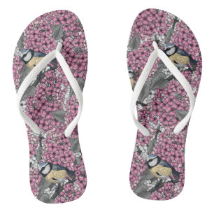 Vögel im Rosa-lila-Garten Flip Flops