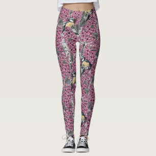 Vögel im Rosa-lila-Garten Leggings