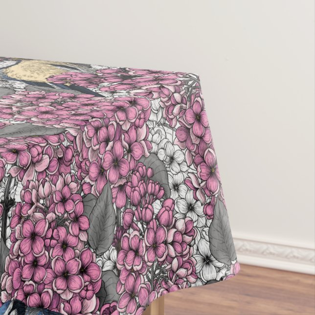 Vögel im Rosa-lila-Garten Tischdecke (Beispiel)