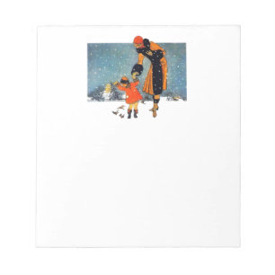 Vögel im Schnee füttern Notizblock