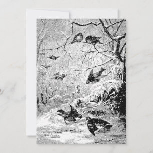 Vögel im Schnee Vintage viktorianische Ära 1889 We Feiertagskarte
