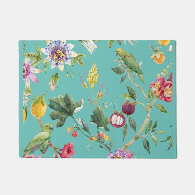 Vögel im Sommer und Blume Fußmatte (Vorderseite)