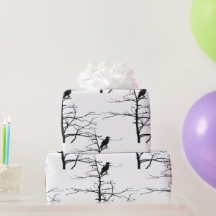 Vögel in Bäumen auf Zweigstelle-Silhouette Geschenkpapier