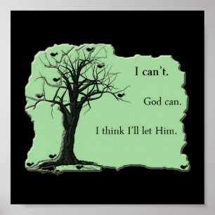 Vögel in Bäumen - Minzgrün - Leinwand Poster