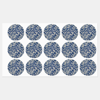 Vögel in blauen und weißen Begleitern Etiketten