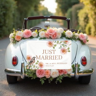 Vogel in Blumen Frisch Verheiratet Auto Banner
