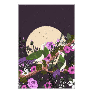 Vögel in den Blumen Fotodruck