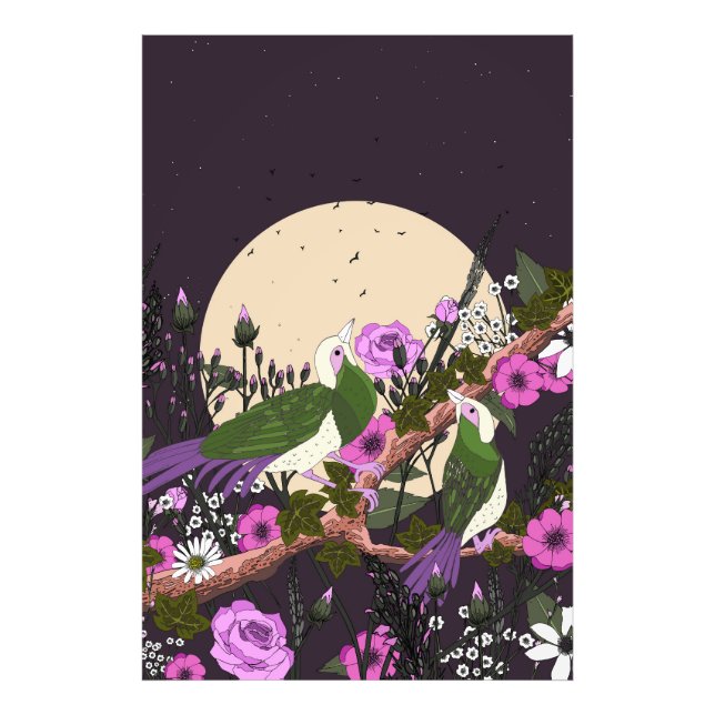 Vögel in den Blumen Fotodruck (Vorne)