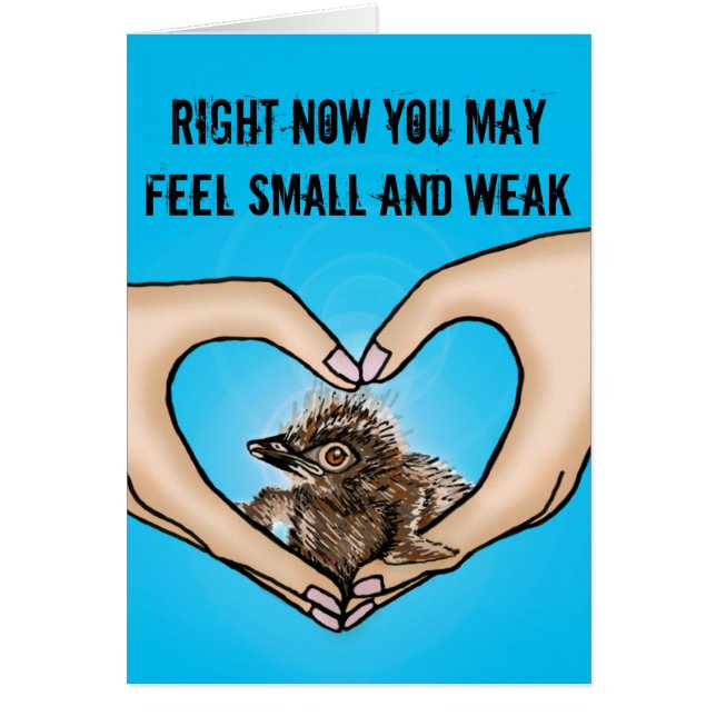 Vogel in den Händen, die Karte trösten (Vorne)