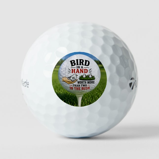 Vogel in der Hand – Lustiger Golfball-Spruch Golfball (Vorderseite)