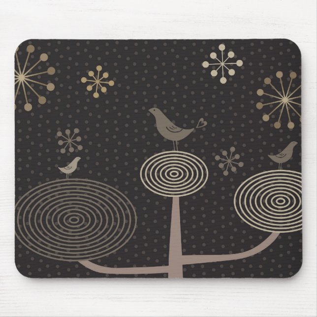 Vögel in der Liebe Design3 schwarzes Mousepad (Vorne)
