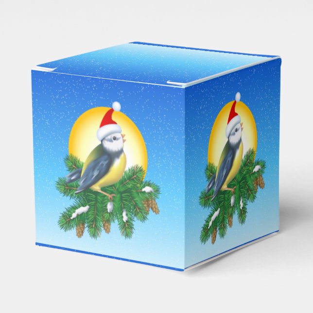 Vögel in der Weihnachtsmannmütze Geschenkschachtel (Vorderseite)