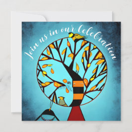 Vögel in einem Baum Ende der Chemo Krebs-Feier Einladung