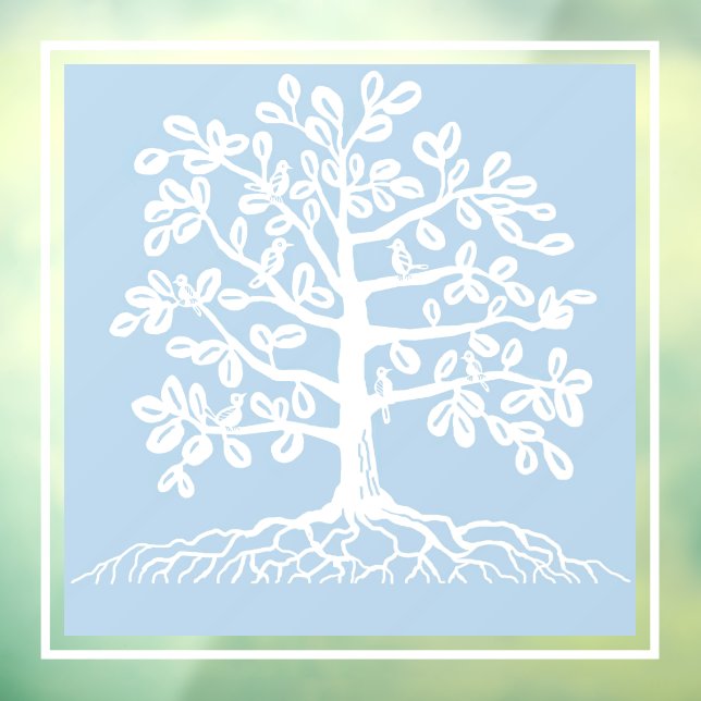 Vögel in einem Baumfenster klammern Fensteraufkleber (Blatt 3)