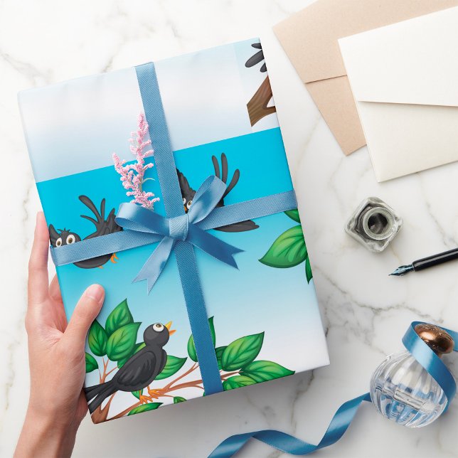 Vögel in einem Baumumschlagpapier Geschenkpapier (Von Creator hochgeladen)