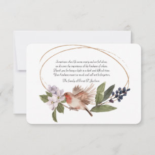 Vogel in einem Branch-Beileid dank Karte