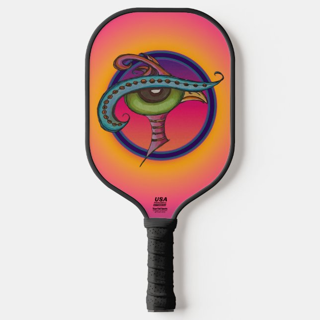 Vogel in einem Hut Pickleball Schläger (Vorderseite)