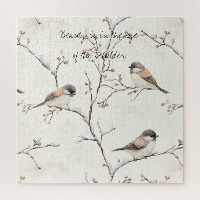 Vögel in einem Winterbaum Puzzle (Vertikal)
