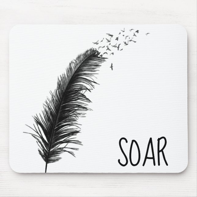 Vögel in einer Feder auf Weiß Mousepad (Vorne)