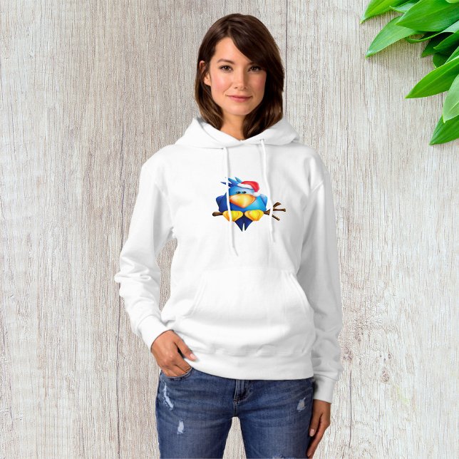 Vögel in einer Weihnachtsmannmütze Frauen Hoodie (Von Creator hochgeladen)