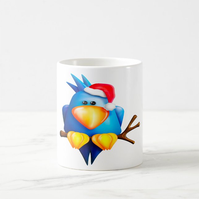 Vogel in einer Weihnachtsmannmütze Tasse (Von Creator hochgeladen)