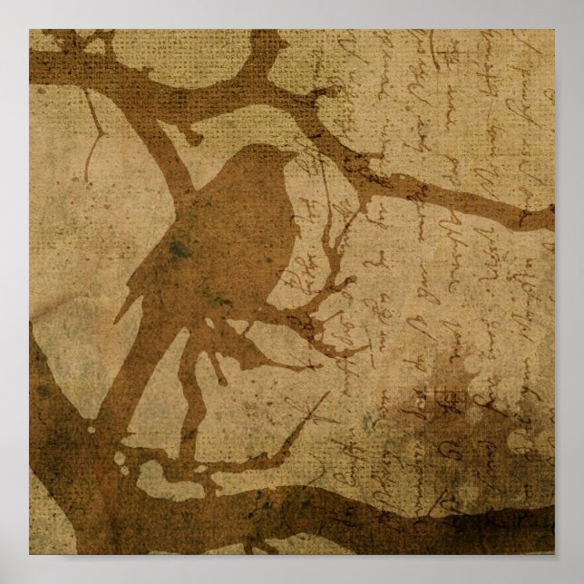 Vogel in einer Zweigstelle Poster (Vorne)