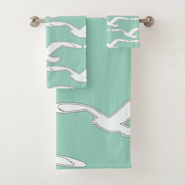 Vögel in Flight Bath Accessory Aqua Badhandtuch Set (Insitu)