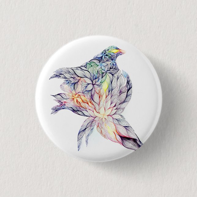 Vogel in ihrem Nest Button (Vorderseite)