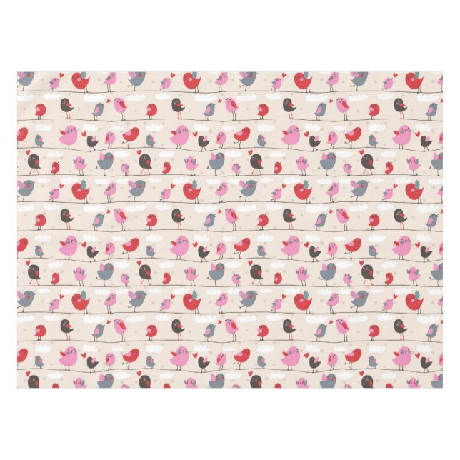 Vögel in Liebe Tischdecke (Vorderseite (Horizontal))