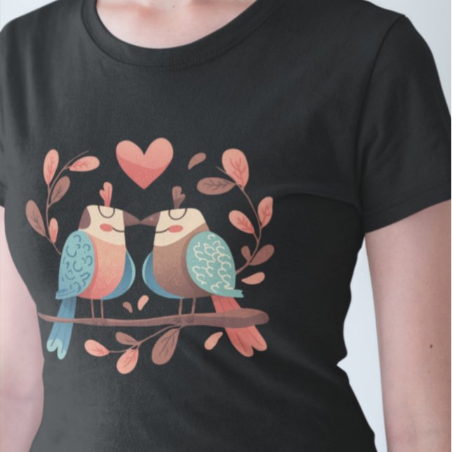 Vögel in Liebe - Zwei Vögel in Branchen mit Herz T-Shirt (Von Creator hochgeladen)