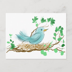 Vogel in Nest Postkarte
