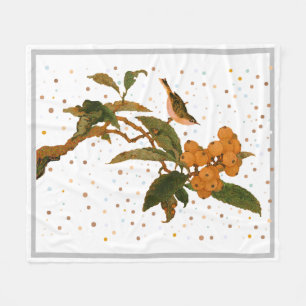 Vogel in Obstbaum Kissen Kissen Handtuch Set Fleecedecke