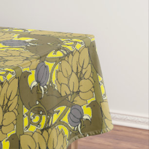 Vögel in Obstbaummuster von Voysey Tischdecke