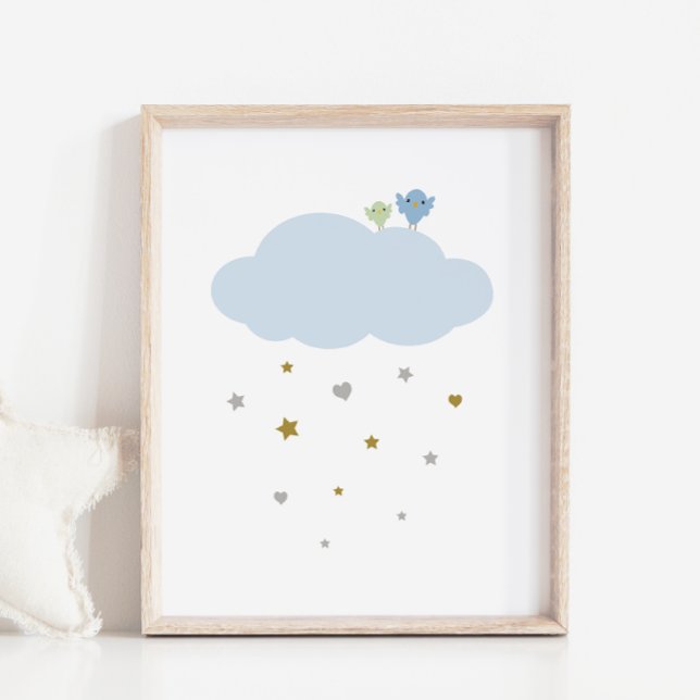 Vögel in Sky Cloud & Stars Kinderzimmer Art Poster (Von Creator hochgeladen)