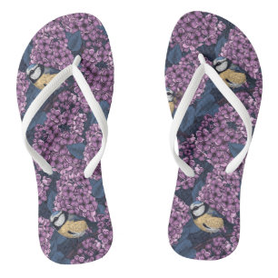Vögel in violettem lila Garten Flip Flops