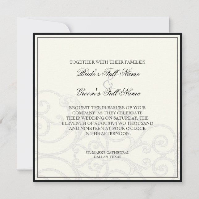 Vögel in Wirbel - Einladung zur Hochzeit (Vorderseite)