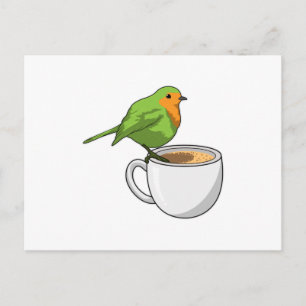 Vogel Kaffeetasse Postkarte