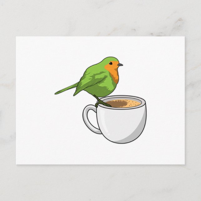 Vogel Kaffeetasse Postkarte (Vorderseite)