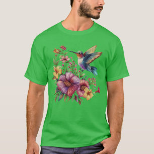 Vogel Kolibri Blumen Frauen Lustige Freunde T-Shirt