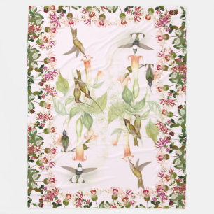 Vogel-Kolibri-Tier-BlumenFleece-Decke Fleecedecke