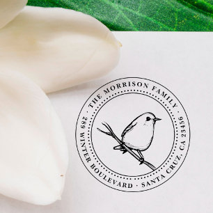 Vogel-kundenspezifischer runder Familienname u. Gummistempel