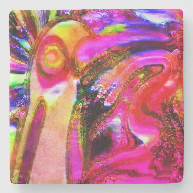 Vogel-Kunst Steinuntersetzer (Vorderseite)