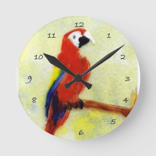 Vogel-Kunstbunter Macaw-Papagei Runde Wanduhr
