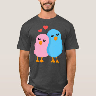 Vögel lieben Blau und Rosa T-Shirt