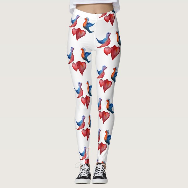 Vögel lieben, Gewässer Vögel Custom Leggings (Vorderseite)