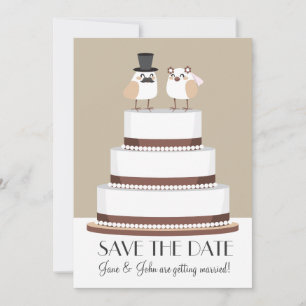 Vögel lieben Hochzeitstorte Save The Date