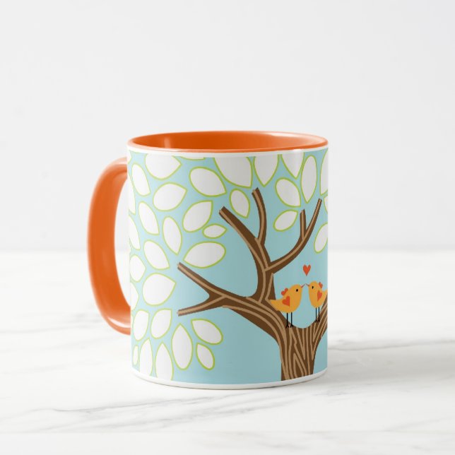 Vögel lieben in einem Baum (Tag) Tasse (Vorderseite Links)