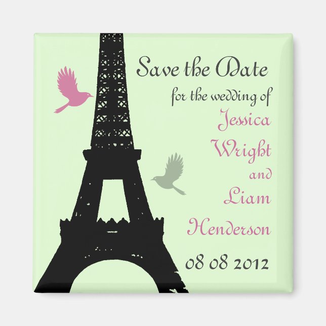 Vögel lieben Save the Date (grün) Magnet (Vorne)